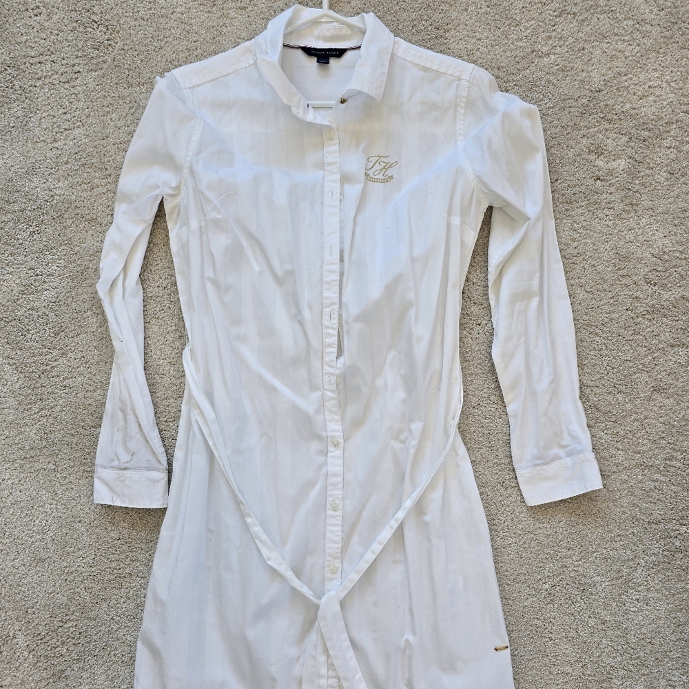 Tommy Hilfiger White Button-Up Shirt Dress